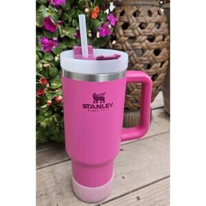 Stanley LARGE 40 oz RARE COLOR Azalea Pink Travel Mug & Silicone Tumbler Bumper